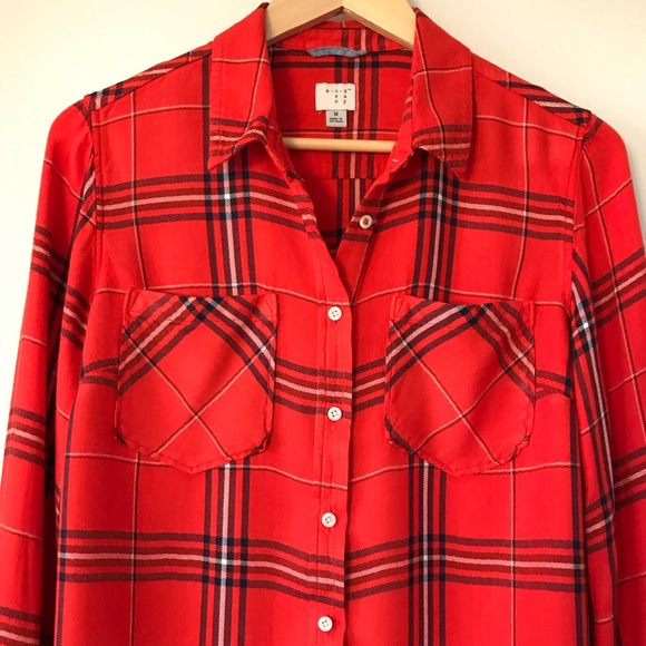 Tops - Orange plaid shirt